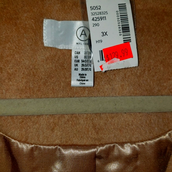 CANADIAN BRAND ADDITION ELLE NEW DOUBLE BREASTED COAT CAMEL 3X - Picture 8 of 12